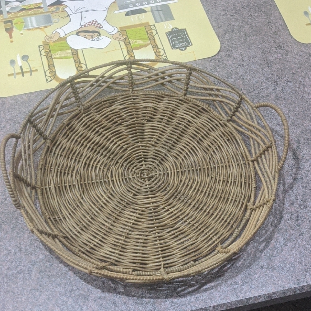 Round Wicker Basket with Handles